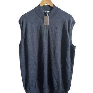 NEW Peter Millar Crown Merino Wool Blend  1/4 Zip Vest Mens XL Gray Autumn Crest